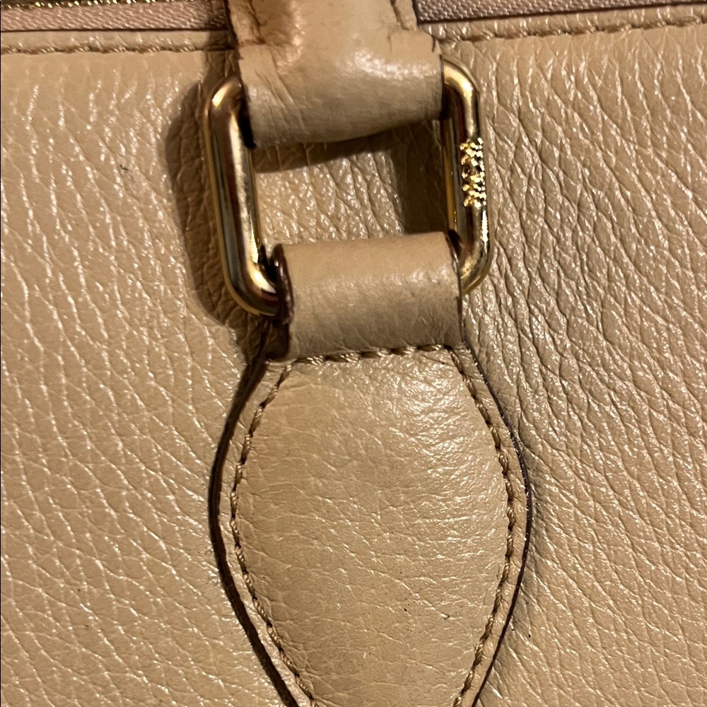MCM Beige Leather Satchel with Gold Accents - Picture 11 of 16